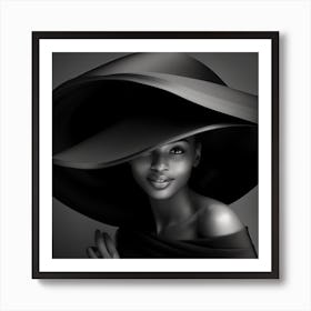 Black And White Portrait Of African American Woman Art Print