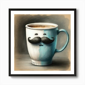 Coffee Cup With Mustache Art Print