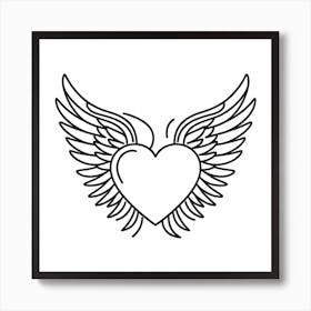 Thick Lines and Bright Colors: A Pop Art Print of a Heart with Wings Art Print