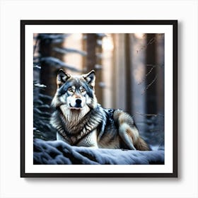 Wolf In The Woods 13 Art Print