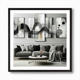 Abstract Black And White Painting 1 Art Print