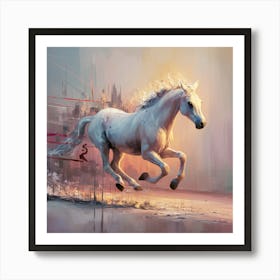 White Horse Running 1 Art Print