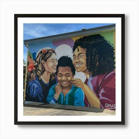 Mural Of Women And Children Art Print