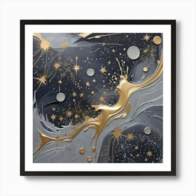 Gold And Silver Abstract Painting Art Print