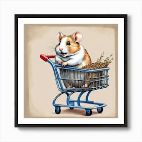 Hamster In A Shopping Cart 1 Art Print