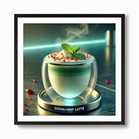 A Futuristic Drink Called Gochu Mint Latte, Elegan Art Print