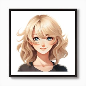 Anime Girl With Blue Eyes Art Print