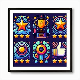 Award Icons Set Art Print