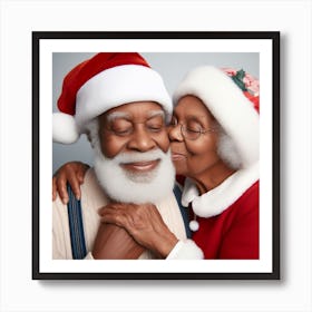 Santa Claus Couple Kissing Art Print