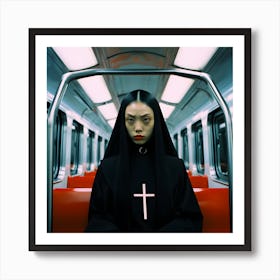 Nun on the subway. 2023 Art Print