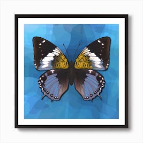 Mechanical Butterfly The Charaxes Smaragdalis F On A Light Blue Background Art Print