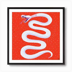 Red Snake Square Art Print