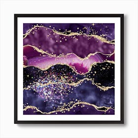 Purple Glitter Agate Texture 05 Art Print