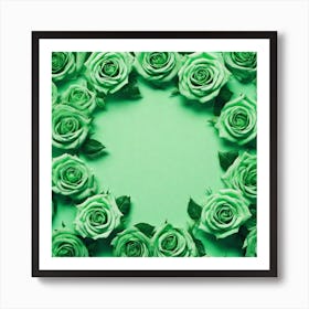 Green Roses On A Green Background Art Print