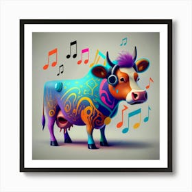 Cow With Music Notes 4 Art Print