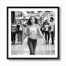 Girl In Shopping Mall Art Print