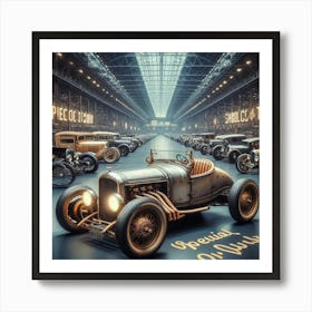 Old Cars In A Garage Art Print