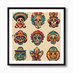 Day Of The Dead Skulls 8 Art Print