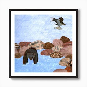 The Bear And The Eagle Square Art Print