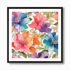 Watercolor Flowers Art Print