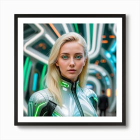 Futuristic Woman In Futuristic Suit 3 Art Print