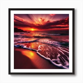 Sunset On The Beach 208 Art Print