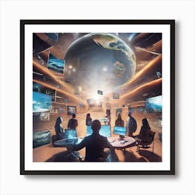 People In A Computer Room Art Print