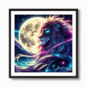 Lion In The Moonlight 2 Art Print
