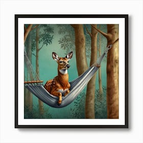 Deer In A Hammock 4 Poster