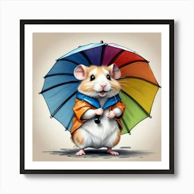 Hamster With Umbrella 2 Art Print