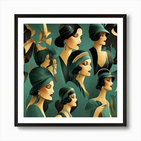 Art Deco Women's Silhouettes 3 Art Print