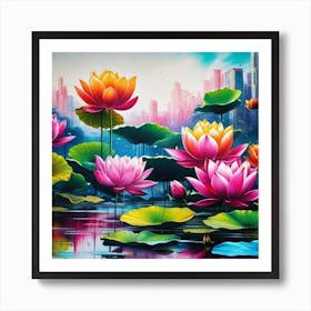 Lotus Flower Painting 2 Art Print