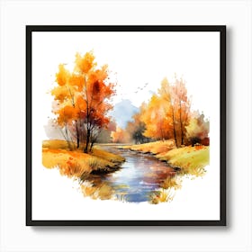 Watercolor Autumn Landscape 9 Art Print