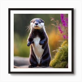 White & Black Otter Art Print