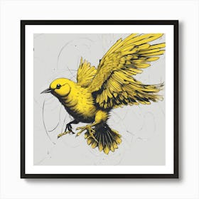 60692 A Yellow Bird Flying In Space Xl 1024 V1 0 Art Print