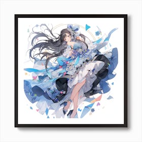 Anime Girl In Blue Dress Art Print