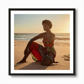 African Woman On The Beach 1 Art Print