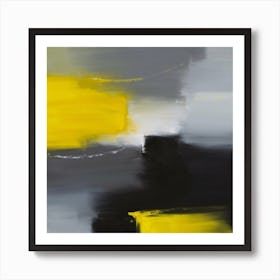 Black Yellow And Grey Abstract Painting Paintin Art Print