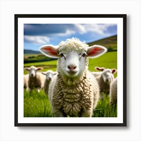 Nature Wool Farm Animal Herd Countryside Grass Sheep Mammal Green Landscape Farming Meado (11) Art Print