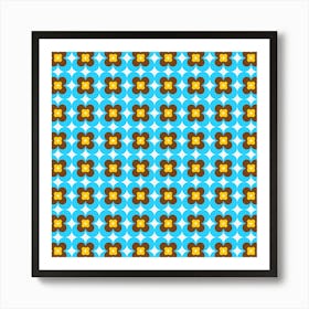 Blue And Yellow Flower Pattern Art Print