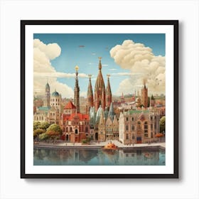 Cityscape Of Prague Art Print