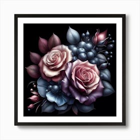 Roses And Berries Art Print