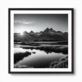 Black And White Mountainscape Art Print