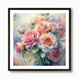 Watercolor Roses 11 Art Print