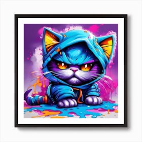 Purple Cat With Blue Eyes 12 Art Print