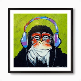 monkey music lover Art Print