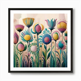 A Vibrant And Abstract Illustration Of 10 Flowers J5je5gctswqssrd0beifeq Hcz2k0 Jtuccljd9ahwdhq Art Print