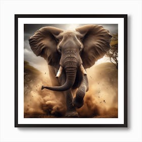 Charging African Elephant Art Print