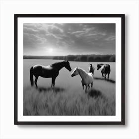 Horses In The Field 10 Art Print