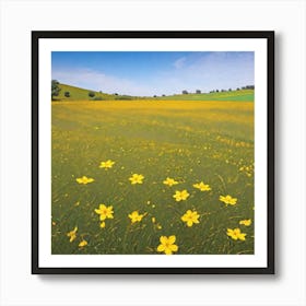 Yellow Flowers In A Field 19 Art Print